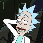 Rick Sanchez with open mouth sitting back