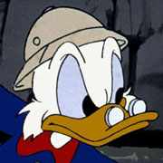 Scrooge McDuck look to the right